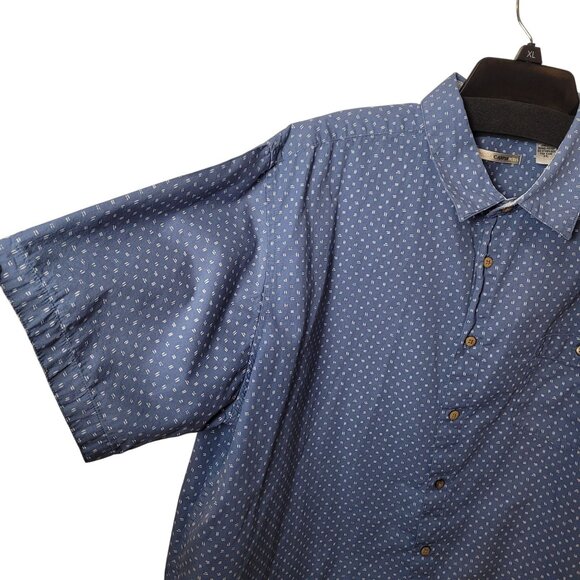 Moda Campia Mens Blue Short Sleeve Button-Up Shirt XXL 100% Cotton Classic Fit W - Picture 9 of 12